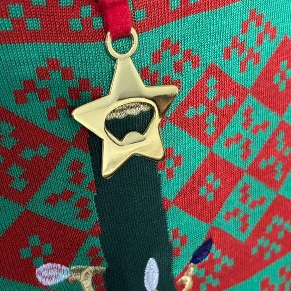 TIPSY ELVES Bottle Opener Ugly Christmas Sweater Men’s M Red Green Holiday - Picture 5 of 9